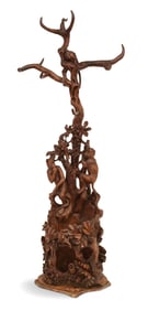 Rare Black Forest Carved Lindenwood Hall Stand