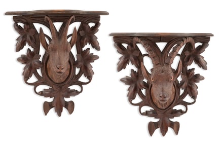 Swiss Black Forest Walnut Wall Brackets