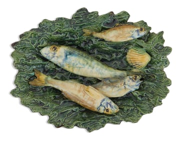 Signed Renoleau Majolica Palissy Plaque