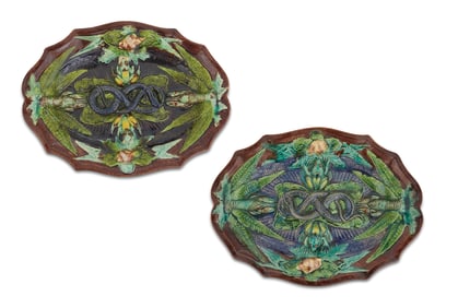 Pair of French Palissy Majolica Plaques