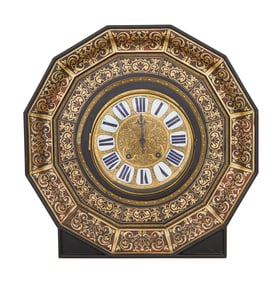 French Boulle Work Faceted Gallery Clock