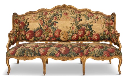 Louis XV Giltwood and Aubusson-Upholstered Sofa