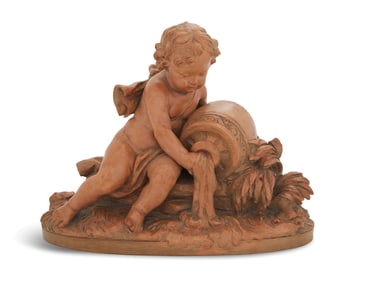 Signed French Terracotta Putto