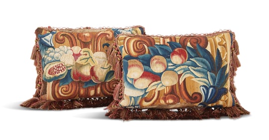 Pair of French Aubusson Tapestry Pillows