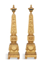 Pair of Exceptional Italian Giltwood Obelisks