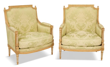 Pair of Louis XVI Parcel-Gilt Marquises