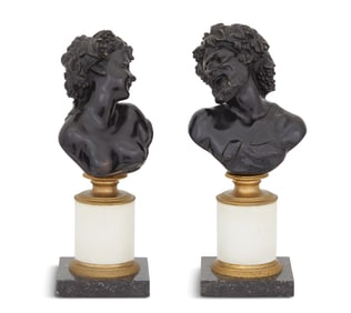 French Bronze and Marble Restauration Busts