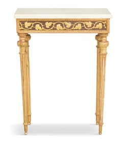 French Giltwood and Marble-Top Side Table