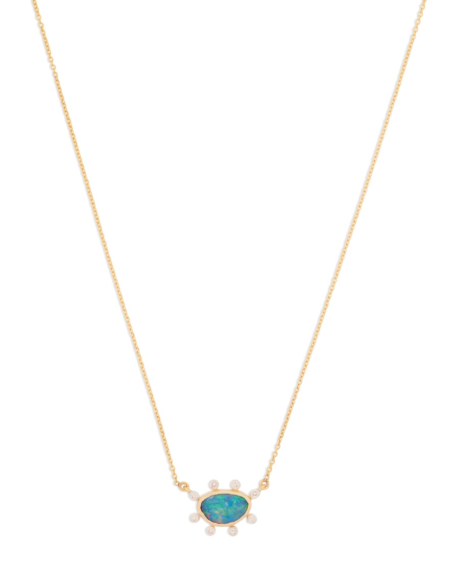 Opal and Diamond Pendant Necklace (1 of 1)