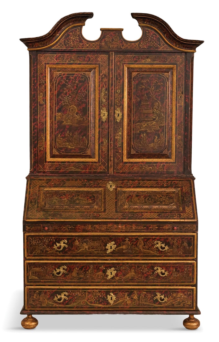 "Tortoiseshell"-Lacquered Secretary/Cabinet (1 of 8)