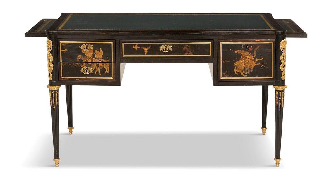 Black Lacquer and Gilt-Bronze Bureau Plat (1 of 6)