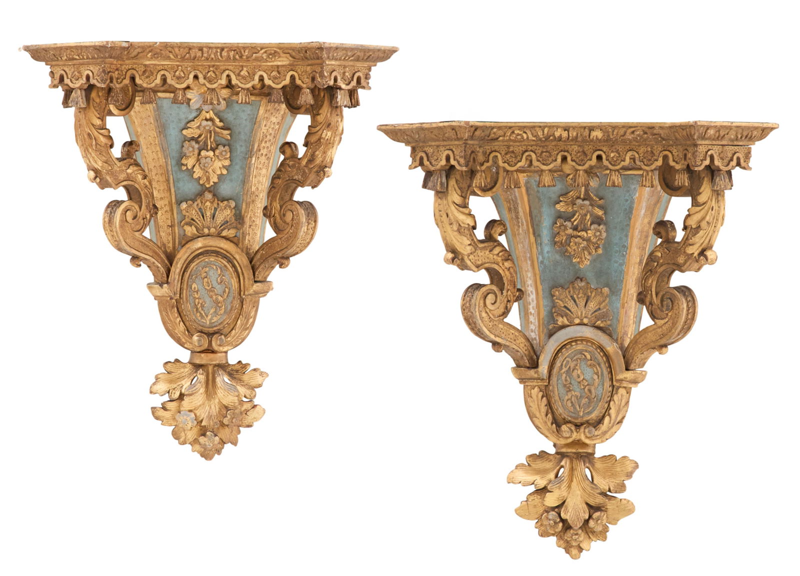 Italian Painted and Parcel-Gilt Wooden Brackets (1 of 5)