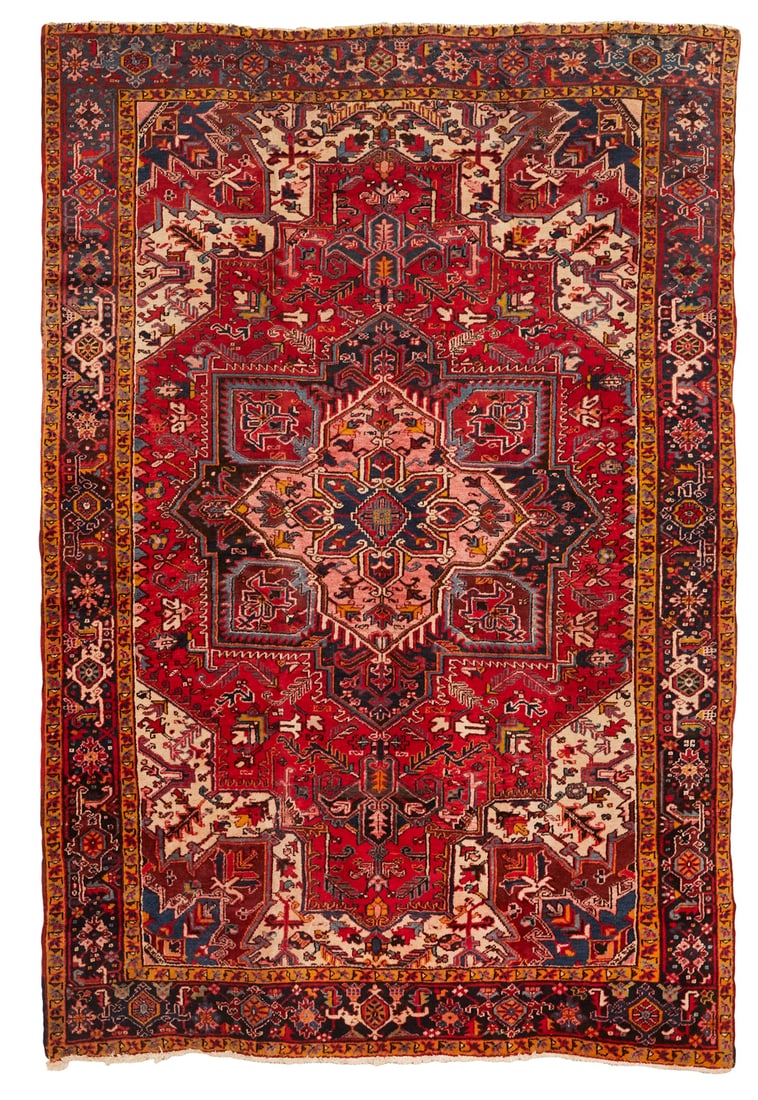 Semi-Antique Persian Heriz Carpet: Semi-Antique Persian Heriz Carpet 7' 11" x 11' 7"