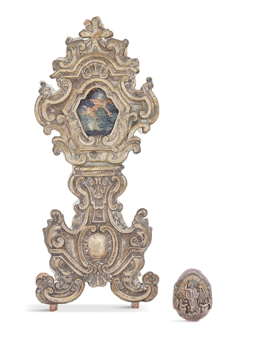 Italian Silvered Brass Reliquary and Greek Egg (1 of 7)