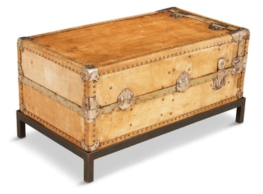 English Vellum-Covered Steamer Trunk