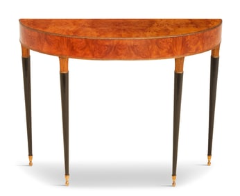 Stylish Burl and Ebonized Side Table