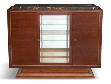 Art Deco-Style Mahogany and Marble-Top Cabinet