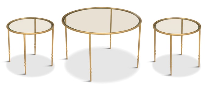Suite of Three Graduated Brass Tables