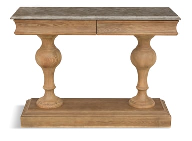 Arhaus Marble-Top Limed Oak Console Table