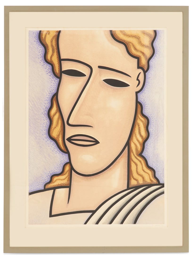 Robert Gordy (American/Louisiana, 1933-1986): Ü Robert Gordy(American/Louisiana, 1933-1986)"Head Portrait", 1983monotypepencil-signed and dated lower right.Matted, glazed and framed.sight 51" x 36", framed 63" x 47"