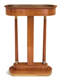 Contemporary Inlaid Mahogany and Brass Jardiniere