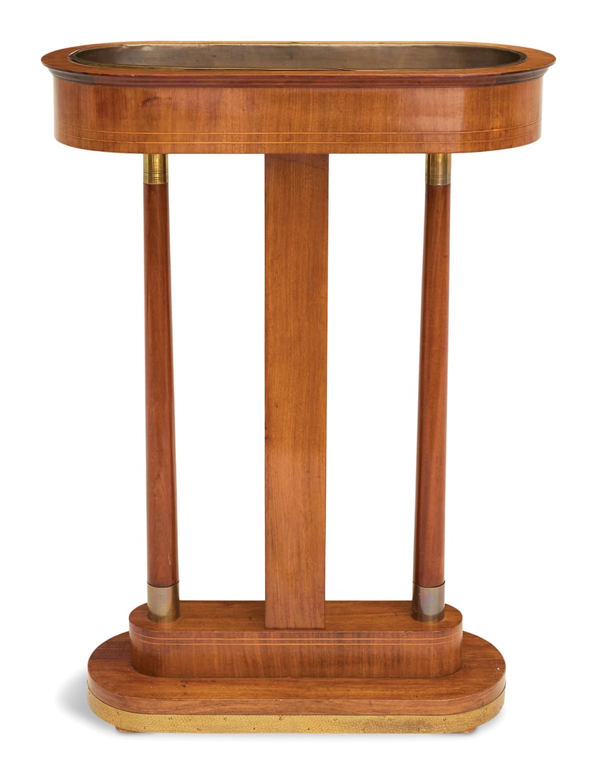 Contemporary Inlaid Mahogany and Brass Jardiniere (1 of 3)