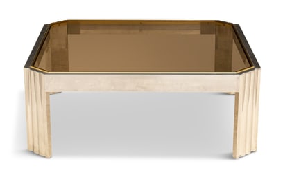 Italian Chrome, Brass and Glass Cocktail Table
