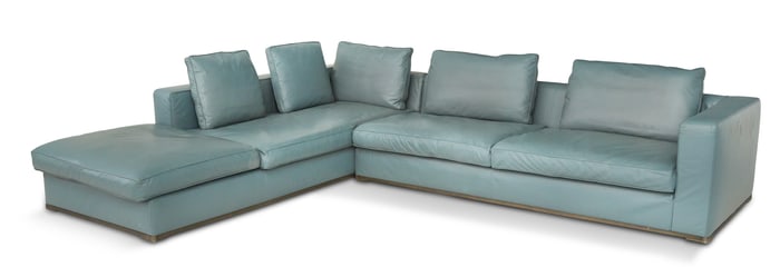 B & B Italia Grey Leather Sectional Sofa