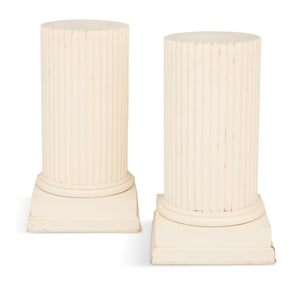 Pair of Painted Wood Doric Column-Form Pedestals