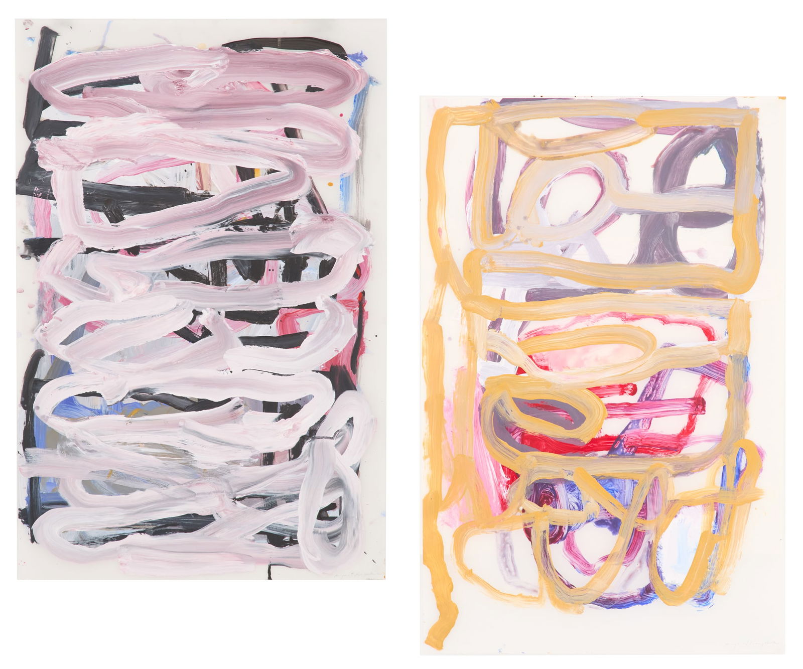 Margaret Evangeline (American, b. 1943): Margaret Evangeline(American/Louisiana, b. 1943)"Untitled: Halos""Untitled: Halos"two oils on glassine papereach pencil-signed lower right.Unframed.each sheet 34" x 22"