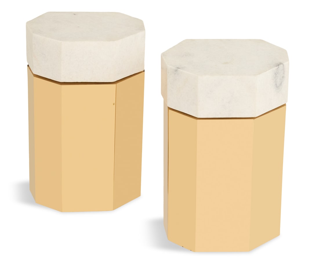 Pair of Bronze and Marble Drinks Tables (1 of 3)