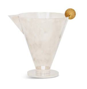 Silverplate and Brass "Jazz" Ice Bucket: Silverplate and Brass "Jazz" Ice Bucketdesigned in 1983 by Ambrogio Pozzi (Italian, 1931-2012), manufactured by Padova Argenti, inverted conical form.h. 9-1/4", dia. 8-1/4" Provenance: Madison Avenue