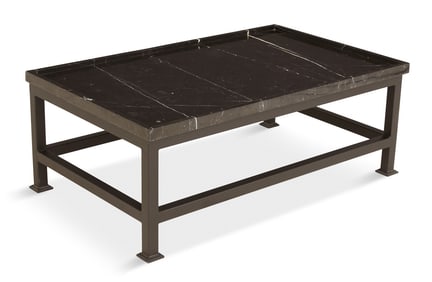 Steel and Noir de Sable Marble Coffee Table