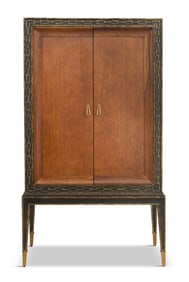 Ebonized, Mahogany and Brass Bar Cabinet