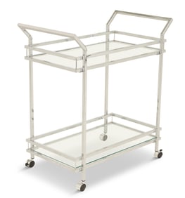 Contemporary Chrome and Glass Drinks Trolley