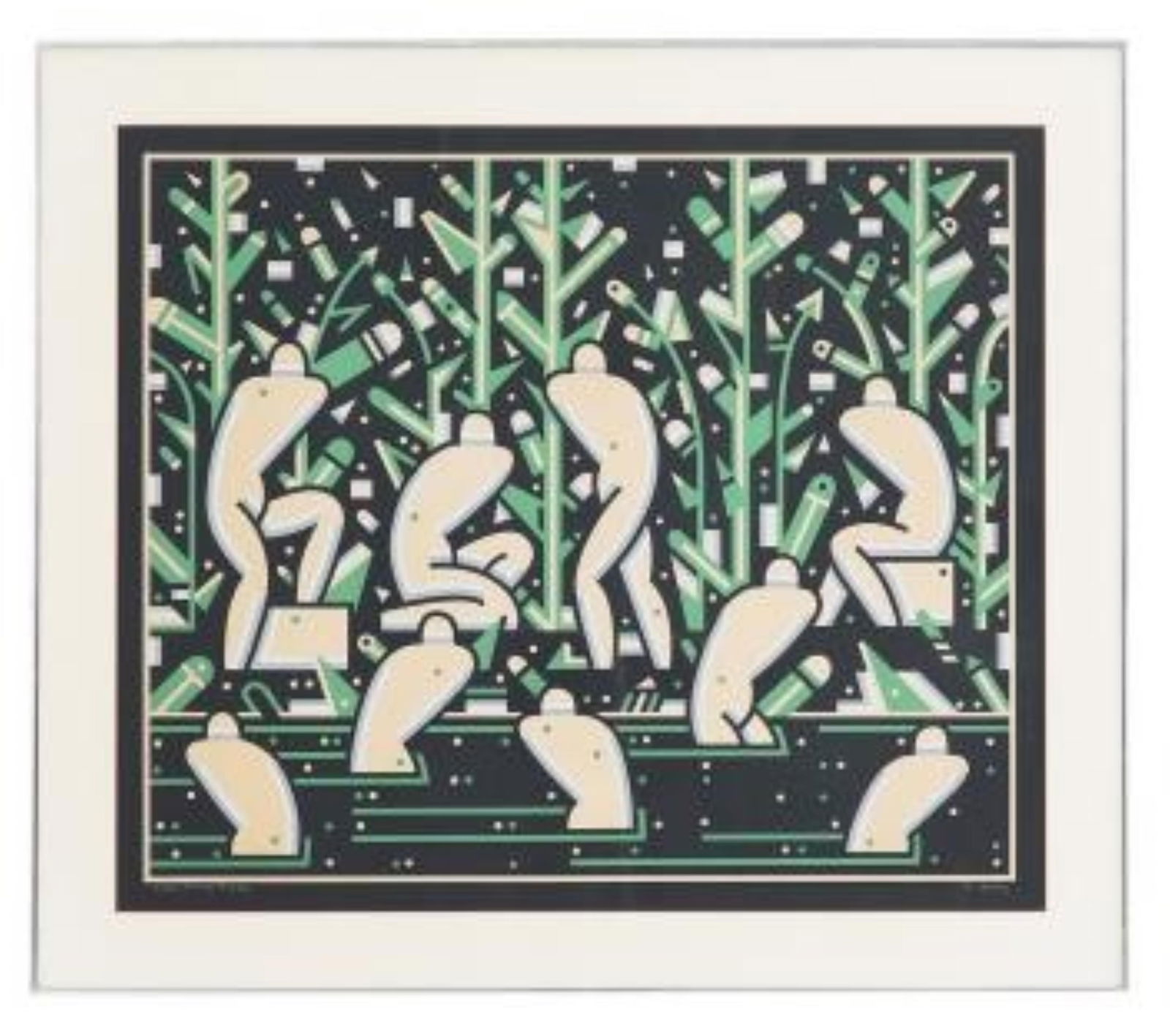 Robert Gordy (American/Louisiana, 1933-1986): Robert Gordy(American/Louisiana, 1933-1986)"River Bathers"color silkscreensigned and inscribed "Color Trial Proof" lower margin.Matted, glazed and framed.sight 28-1/2" x 34&qu