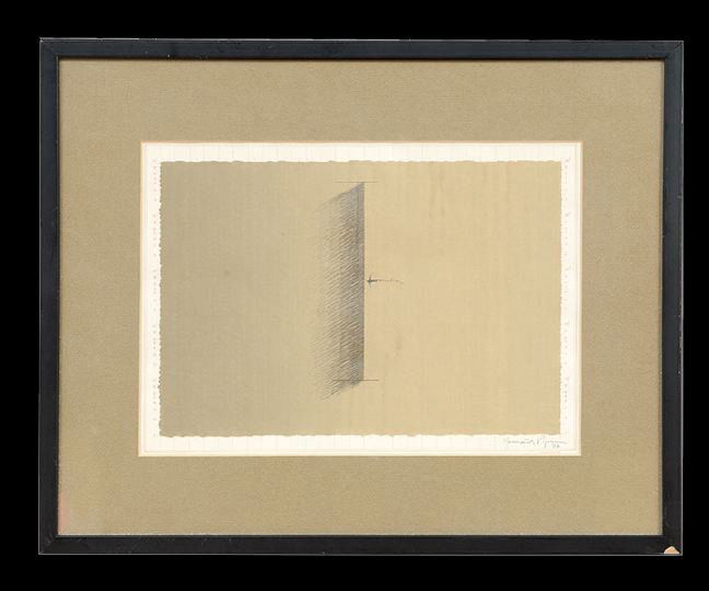 Joan Hernandez Pijuan (Spanish, 1931-2005): Joan Hernandez Pijuan (Spanish, 1931-2005), "Shadow", gouache and lead pencil on paper, signed and dated lower right 'Hernandez Pijuan '77", sight 8-1/8" x 11-3/4". Glazed, matted and framed. Provenan