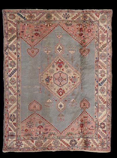 Antique Oushak Carpet: Antique Oushak Carpet, 6'7" x 7'9".