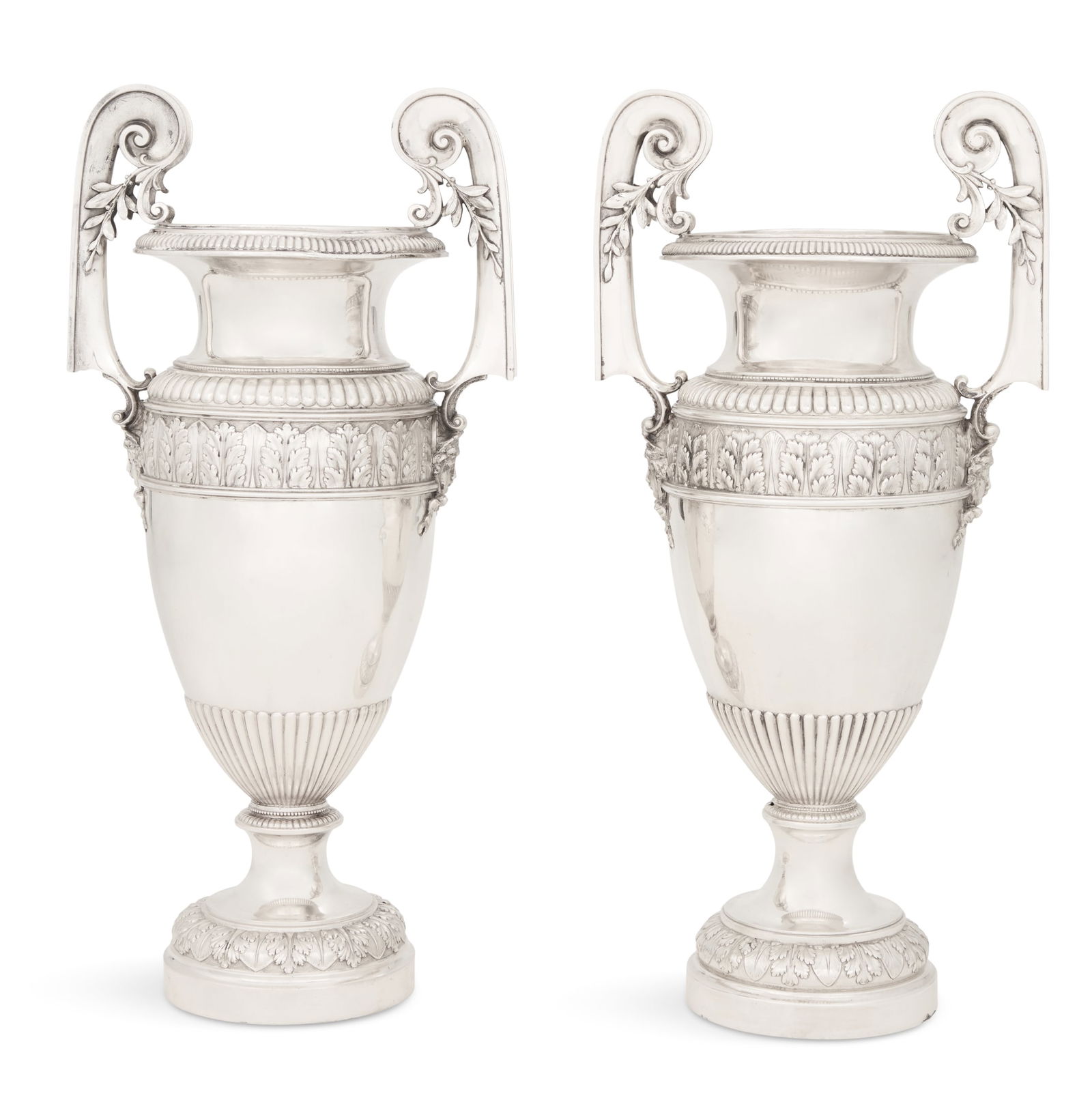 Pair of Austrian Neoclassical-Style Silver Urns (1 of 6)