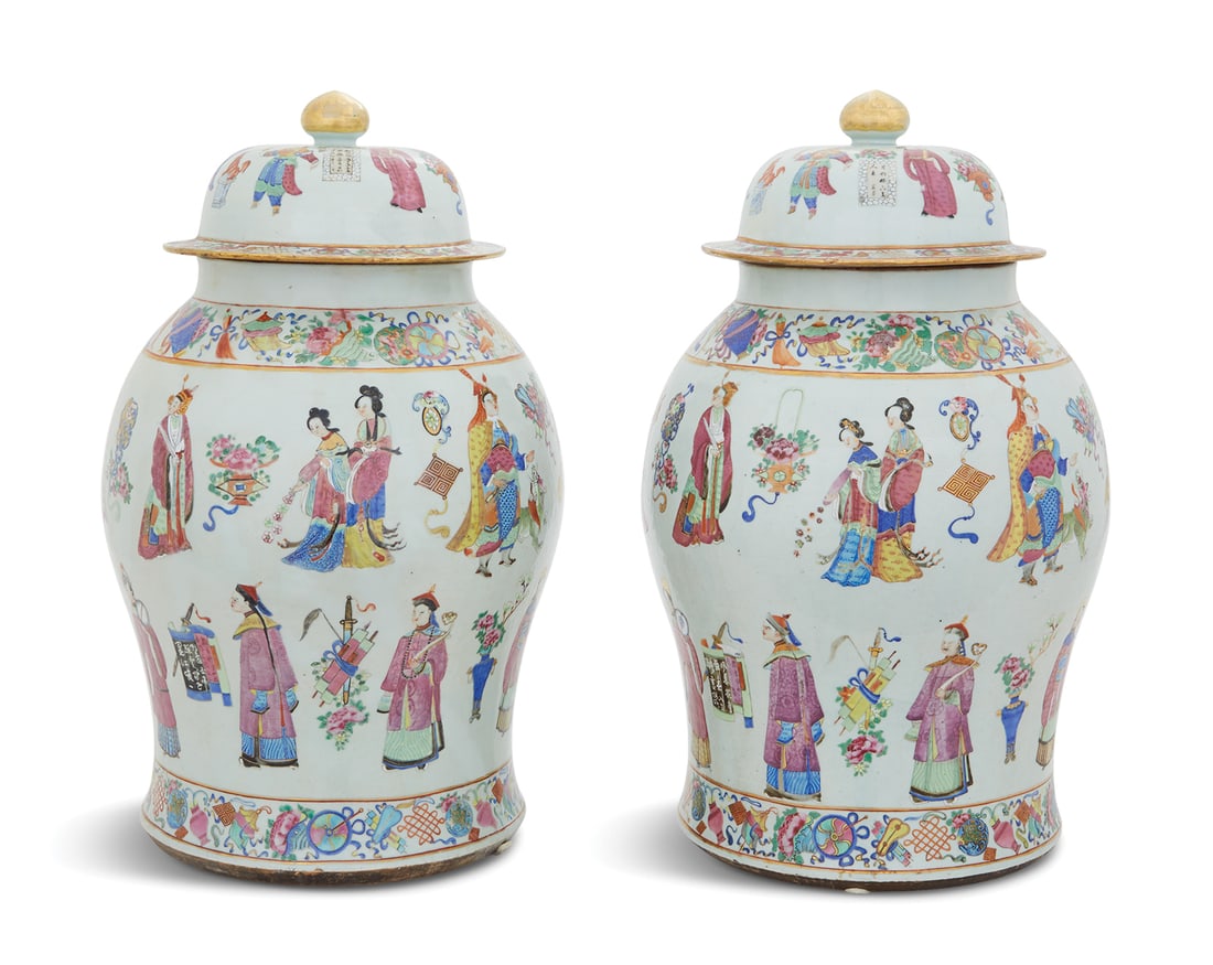 Pair of Chinese Export Porcelain Ginger Jars (1 of 6)