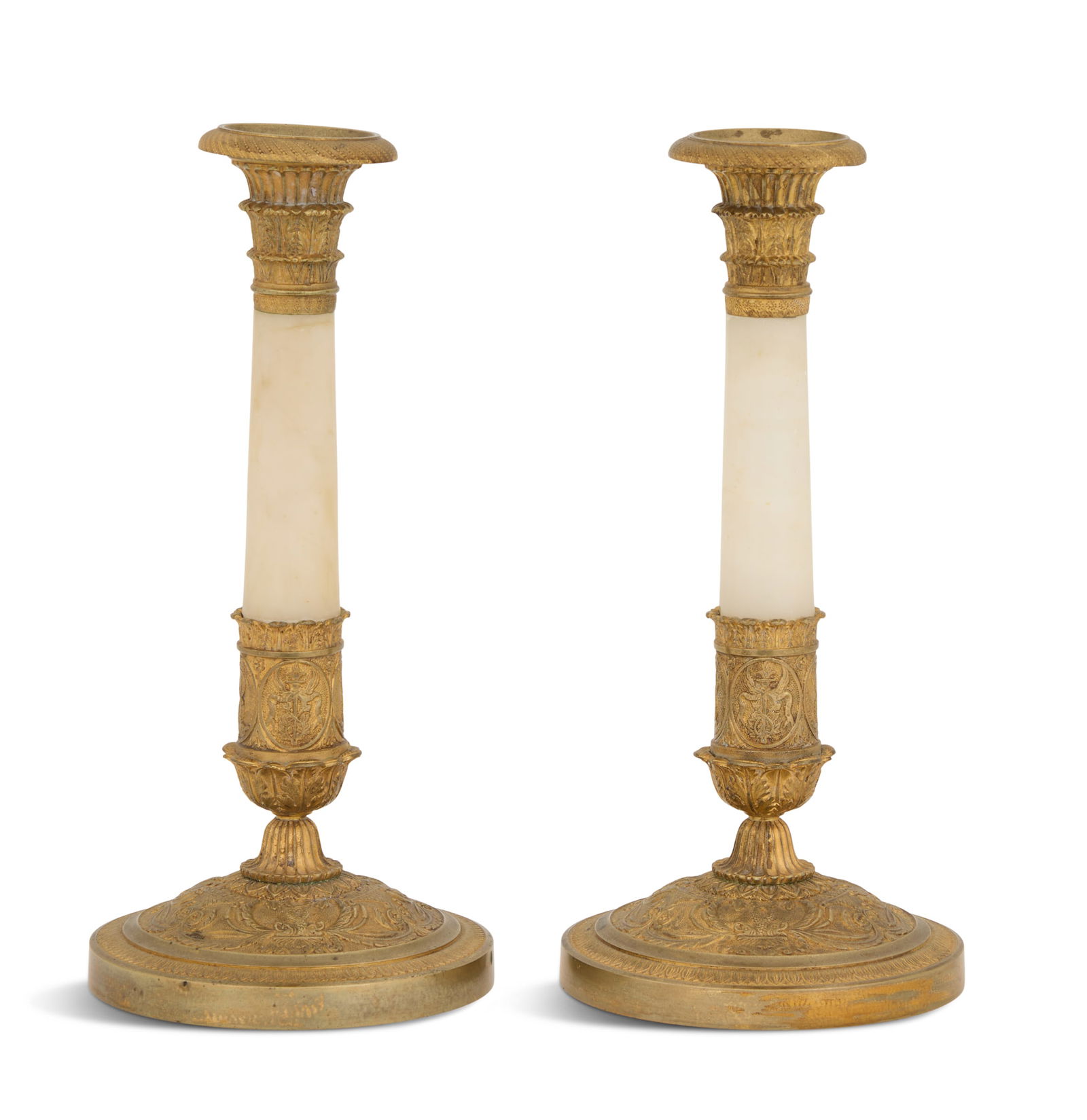 Restauration Bronze and Alabaster Candlesticks (1 of 1)