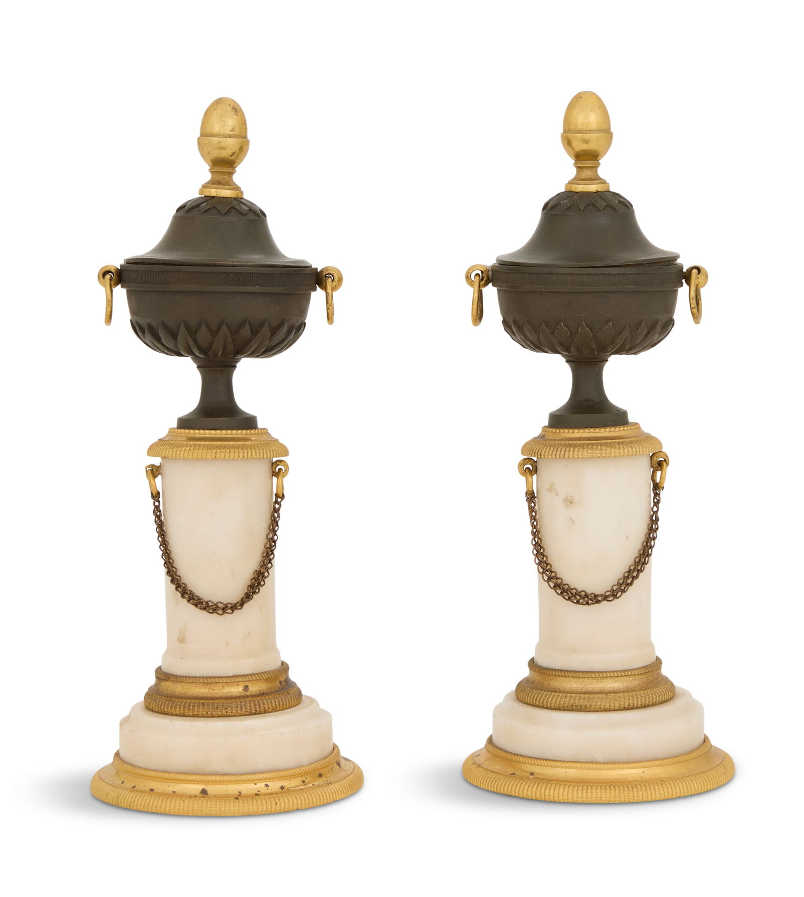 Restauration Bronze and Marble Covered Urns (1 of 2)