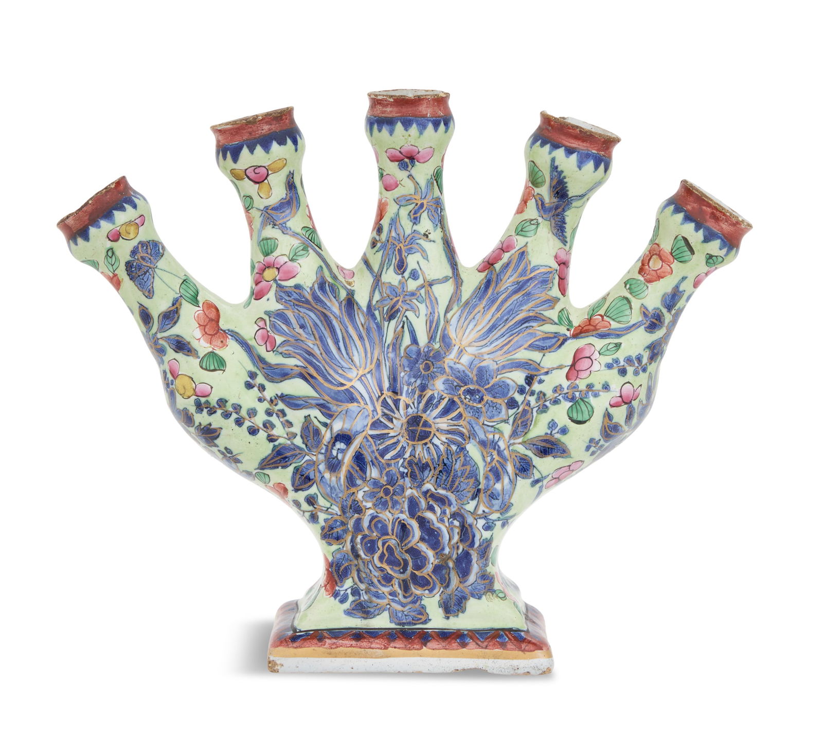 Unusual Tin-Glazed Pottery Tulip Vase (1 of 3)