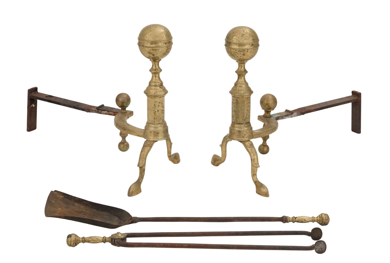 Signed Boston Classical Brass Andirons (1 of 1)