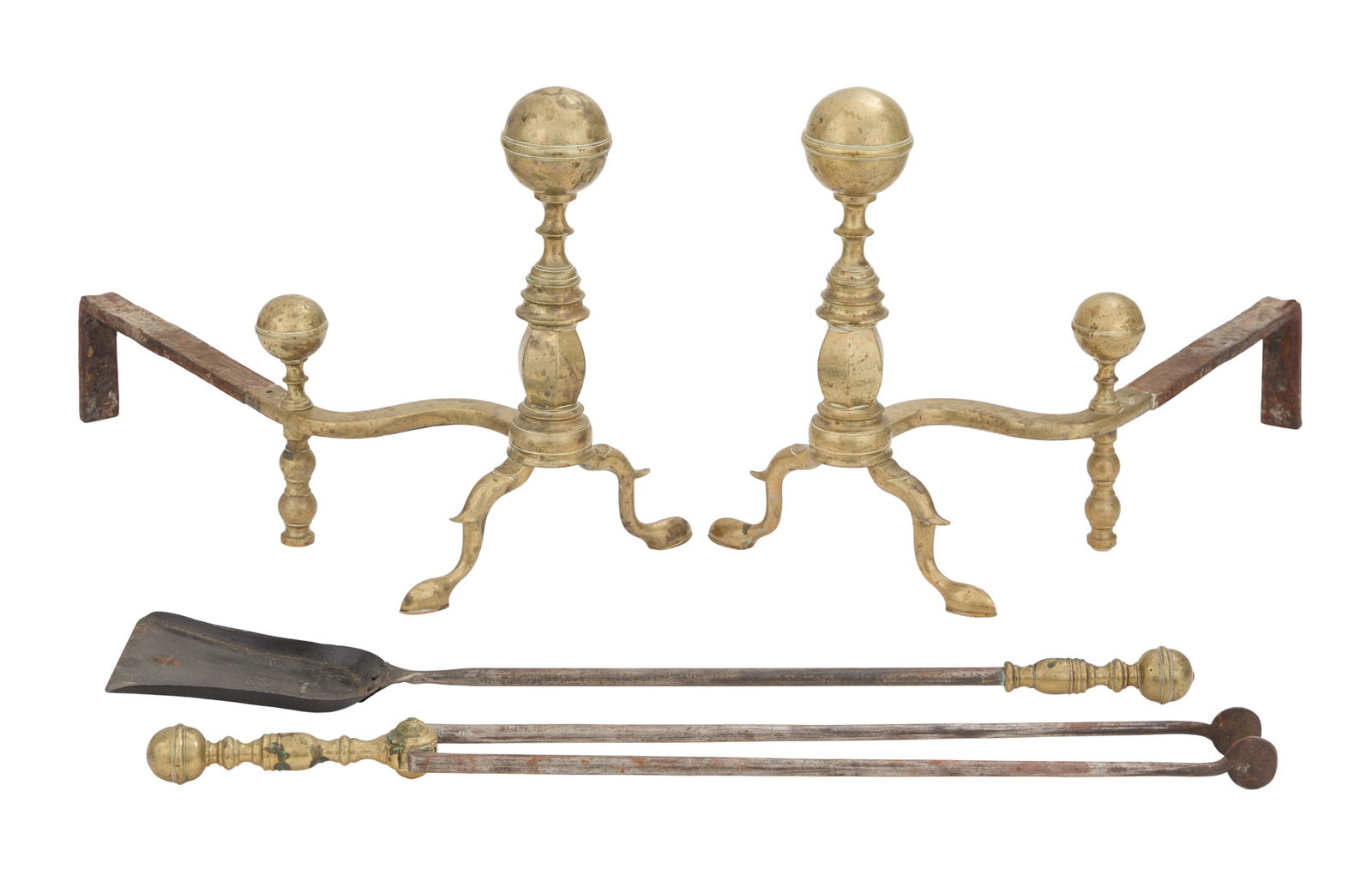Signed Boston Neoclassical Brass Andirons (1 of 1)