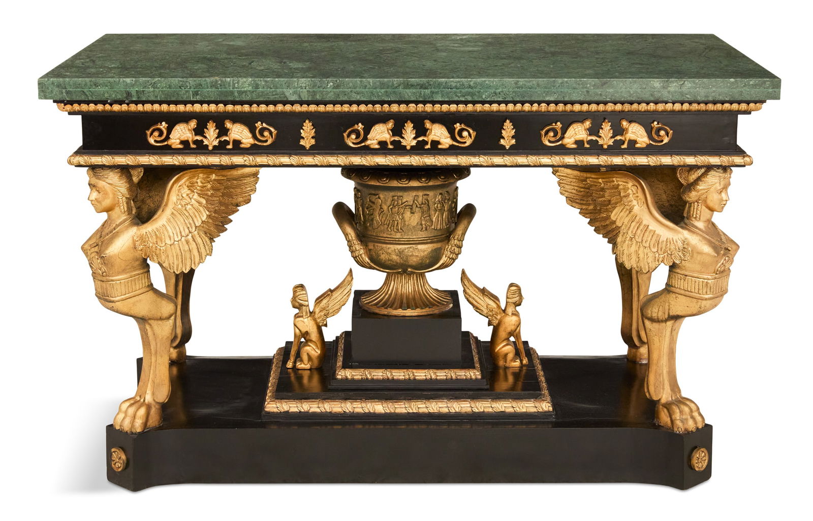 Ebonized and Parcel-Gilt Marble-Top Center Table (1 of 7)
