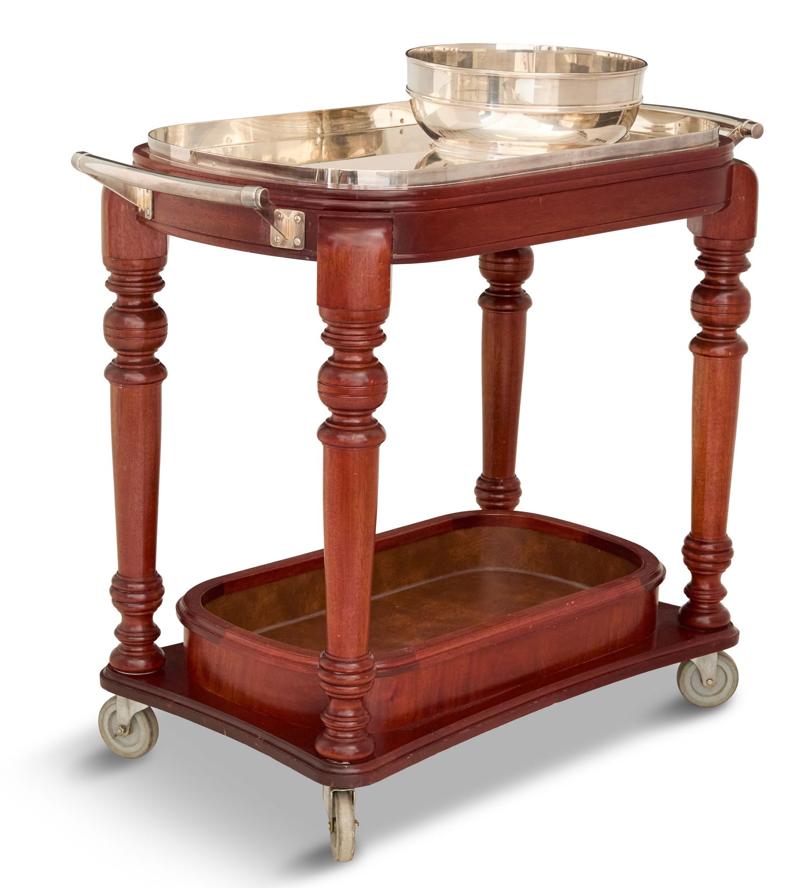 English Silverplate and Mahogany Bar Trolley (1 of 3)