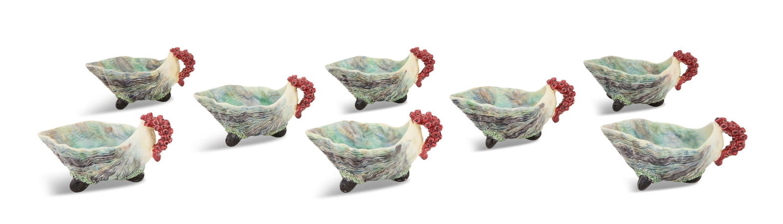 Eight Portuguese Majolica Bateau-Form Dishes (1 of 3)