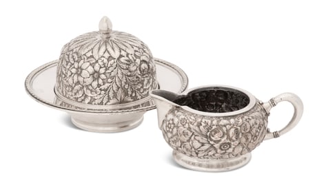 Two Pieces of Repousse Silverplate Tableware