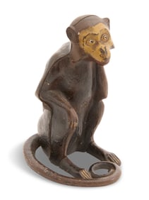 Painted Cast Iron Monkey Figure Door Stop